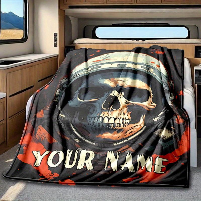 Skeleton Blanket Personalized Name Soft Comfortable Stylish Blanket Car Blanket Perfect For Travel Camping Outdoor Home Suitable For All Seasons