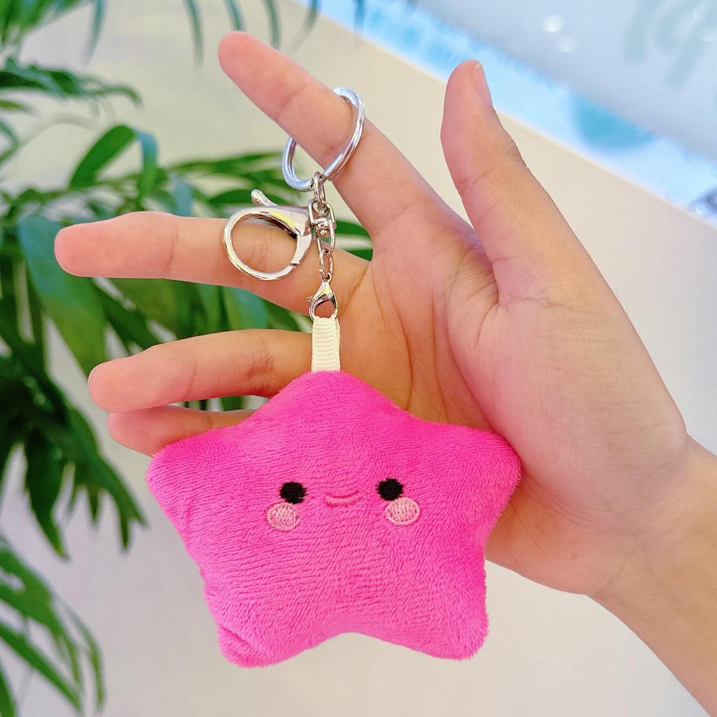 Five-Pointed Star Plush Bag Charm & Keychain - Cute, Girlish Heart Accessory for Backpacks