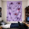 Wall Tapestry Gem Encrusted Purple Red Spiders with Delicate Webs On Lavender Seamless Pattern for Adult Gothic Wall Decor