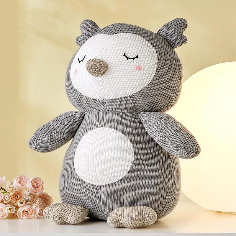 Cute And Charming Cartoon Knitted Animal Plush Doll Rabbit Owl Fox Bear Plush Toy Home Decoration Sleep Soothing Present Designed For Boys Plus Girls