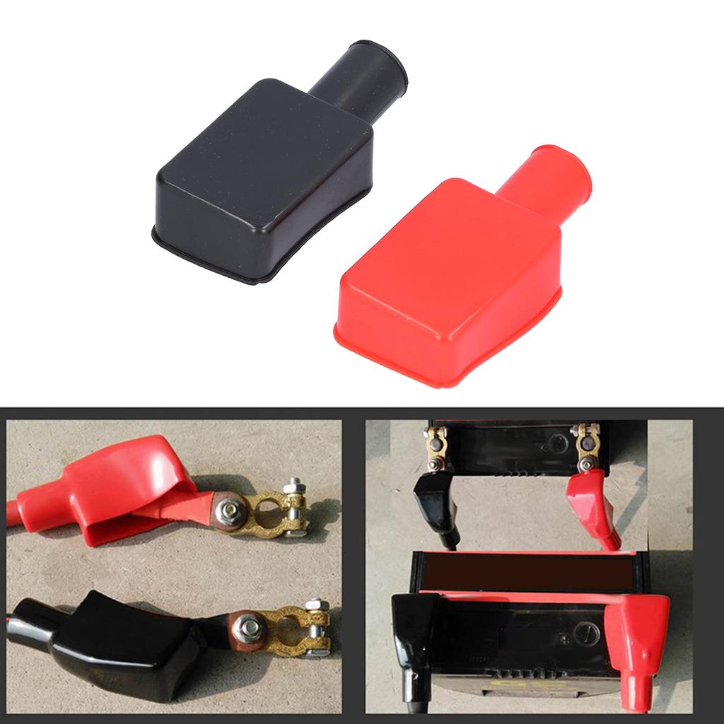 KIMISS 2pcs Terminal Cover, Universal Positive Negative Post Stud Cap Rubber Flexible Terminal Cap Insulated Protective Boots