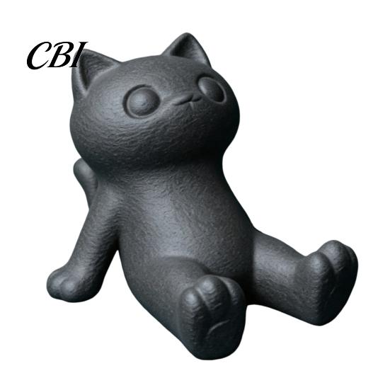 Hands Free Video Stand Cute Cat Phone Stand, 3D Printed Lying Desk Holder for Cell Stable Smartphone Tablet, Mount Home Office Decor, Gift Lovers