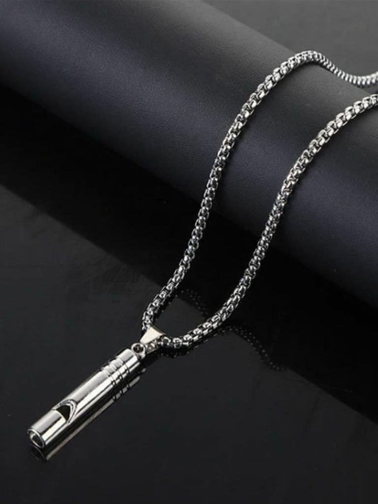 1pc Breathing Necklace Stainless Steel Necklace Increase Attention Whistle Necklace Anxiety Relief for Kids Adult