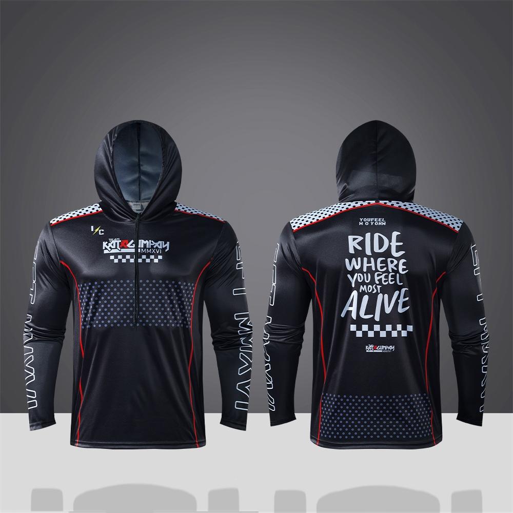 Longsleeve Shirt cycling Racing Bicycle Motorcycle jersey Hood Full Hoodie for men Racing Bicycle M
