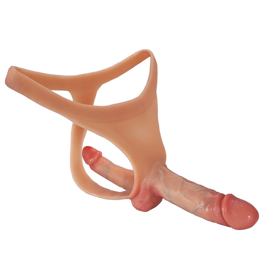 Strapless Strap-On Harness Dildo for Lesbian Couples, Double Penetration, Realistic Silicone, Adjustable BDSM Underwear for Role Play
