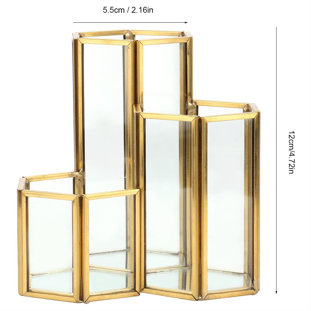 Simple Sexangle Combination Glass Pen Holder,Makeup Brush Holder Desk Organizer Storage