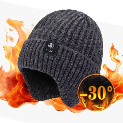 Fashion Outdoor Winter Knitted Hat Plush Warmth Peaked Cap Earmuff Casual Faux Fur Lined Cycling Ear Protection Bomber Hats