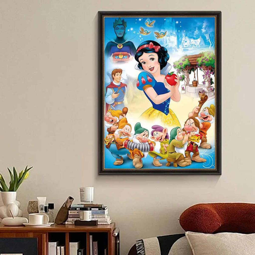 Rundes Diamantbild Prinzessin, Königin und Zwerg Kunst Strassstein Bild Mosaik DIY 5D Kreuzstich Stickerei Heimdekoration