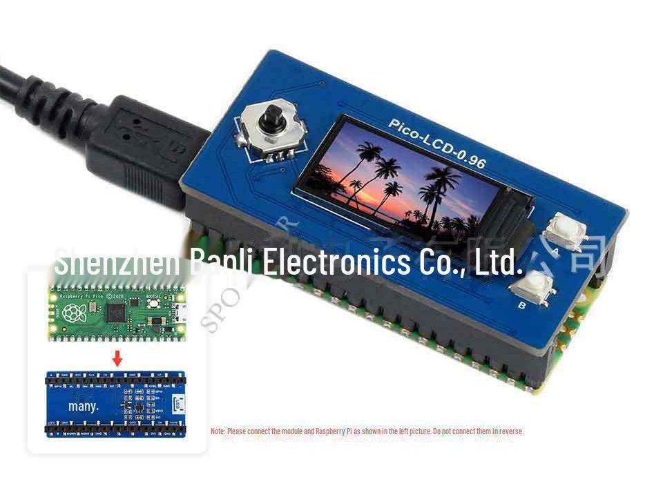 Raspberry Pi Pico 0.96" 65K Color LCD Module, 160×80 Pixels, SPI.