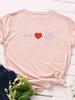 Electrocardiogram Heart Print Women T Shirt Short Sleeve O Neck Loose Women Tshirt Ladies Tee Shirt Tops Clothes Camisetas Mujer