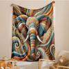 Elephant Print Flannel Blanket - Perfect Gift for Granddaughter Soft and Comfortable Suitable for Sofa Bed Office and Outdoor