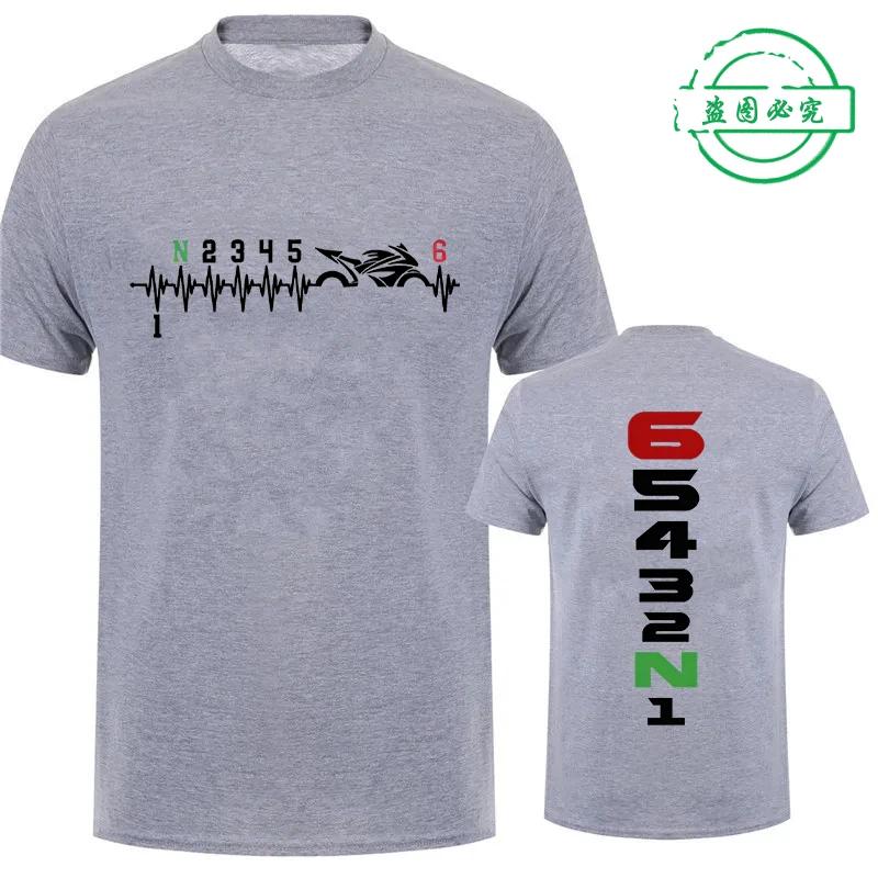 Vintage T-Shirts for Men Manual-Transmission 1N23456 Motorcycle Gear Shift Heartbeat Biker Print Tops Street Oversized Clothing