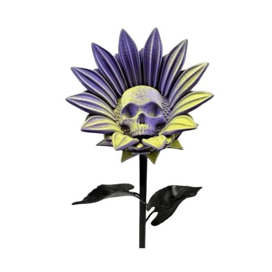 The Forbidden Sunflower Sculpture Gothic Skull Bloom Decor 3D Printed Macabre Art Halloween Ornament for Horror Home Party Decor