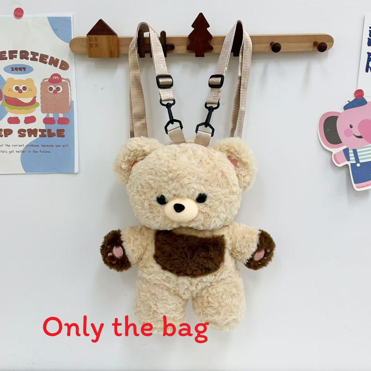 

Cute Teddy Plush Bear Shaped Backpack Suitable For Girls Daily Outfits Use белый