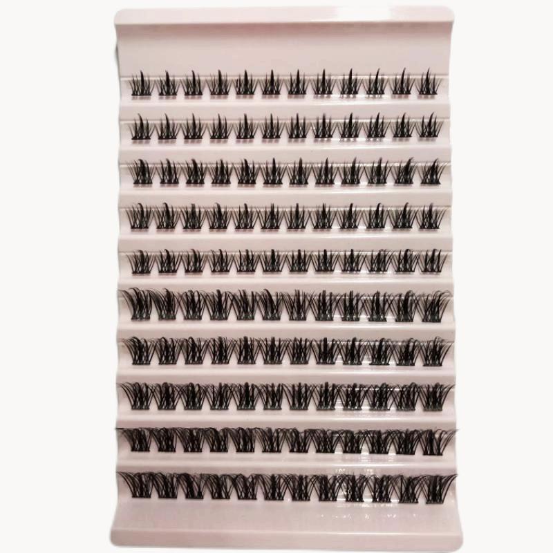 20D Hot Melt Cluster Lashes - Dense Three-Row Style, 10-Piece Curled High-Quality Segmented False Eyelashes