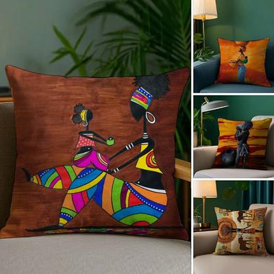 Abstraktes Gemälde Afrikanisches Wohnkissenbezug Milbendicht Unsichtbarer Reißverschluss Sofa Bett