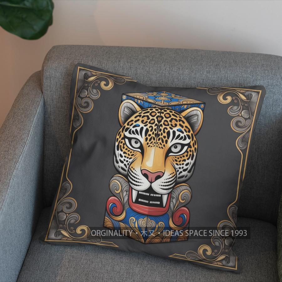 2D Exotic Leopard Art Pillow For Decorative Appeal Pattern Cushion Cover Suitable For Sofa Bedroom Car Pillow Cover