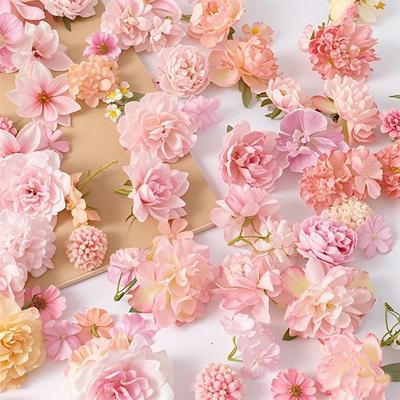 20/50Pcs Pink Artificial Flower Head MSini Silk Artificial Rose Daisy Flower Craft Supplies Wedding Party Wreath Home Decoration