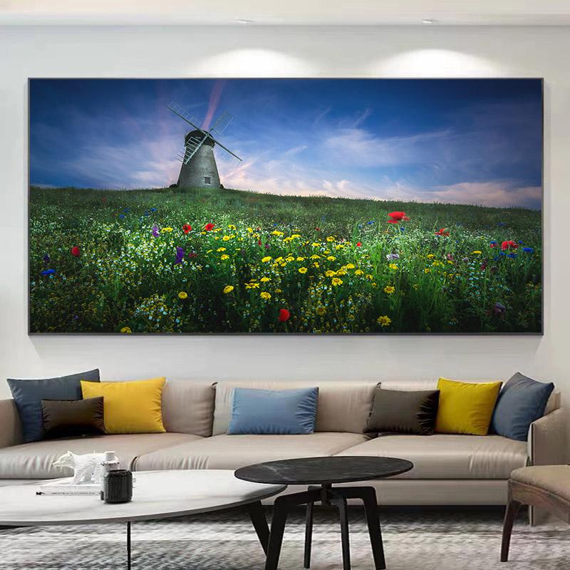 Vintage Canvas Painting Flower Sea Wall Art Pictures For Living Room Lavender Sunflower Landscape Posters Indoor Home Decoration