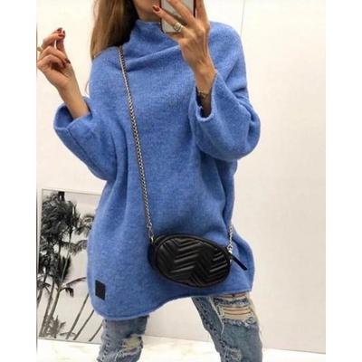 Women's Autumn and Winter Casual Solid Colour Long Sleeve Knitted Sweater