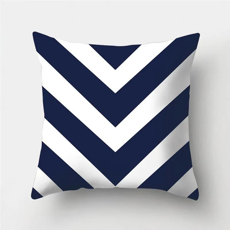 Dark Blue Geometric Pattern Decorative Pillowcase Bedding Home Decoration Cushion Pillowcase