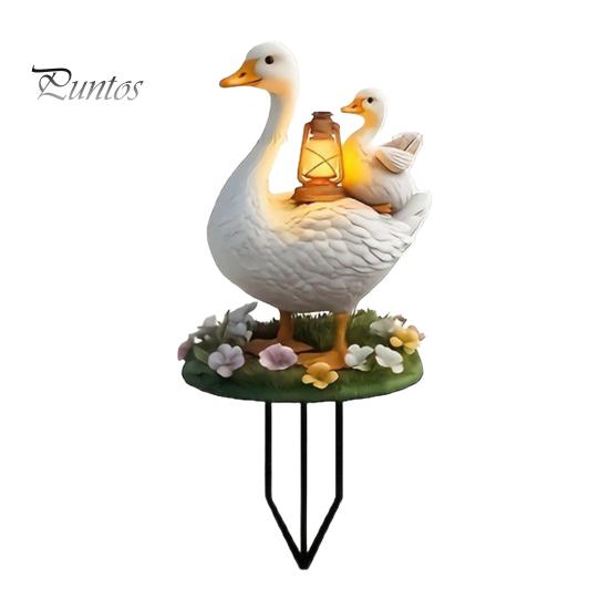 Garden Stake Decor Decorative Acrylic Duck Ground for Outdoor Decor, Weather Resistant 2D Flat Parent Cute Goose Family Figure And Child Yard
