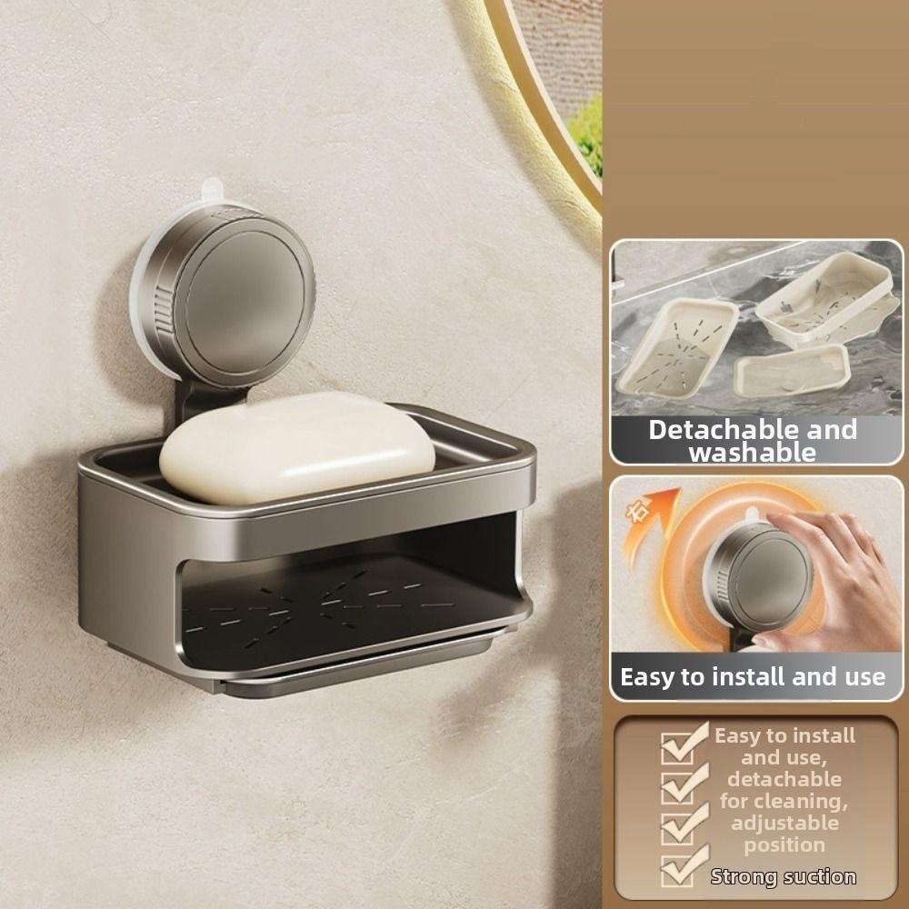 Detachable Suction Cup Soap Dish Space Saving Soap Drain Box Soap Sponge Storage Rack  Household