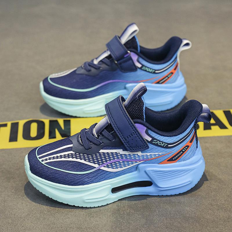 Running Shoes for Primary School Students, Spring Mesh Sneakers for Older Children, Lightweight Velcro Breathable Classmates, Boys Physical Educat