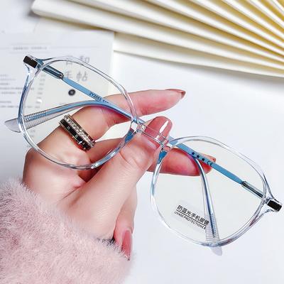 Influencer INS-gafas de lectura para mujer, marco de cristal para estudiantes, polígono de estilo coreano, antibloqueo de luz azul, gafas de lectura