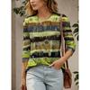 Women's T shirt Long Sleeve Crew Neck Long Sleeve Tunic Graphic Geometric Striped Elegant Vintage Round Neck Regular Tops