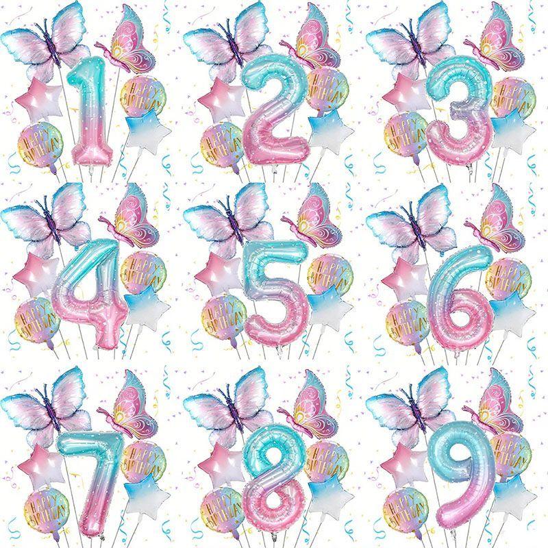 

Модный набор цифровых шаров «Бабочка» для украшения детского дня рождения и праздника, Мечтательный цифровой набор «Бабочка» Butterfly Set 1