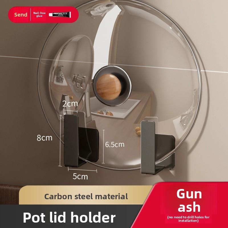 Kitchen Wall Mount Pot Lid And Cutting Board Rack With Steel Material For Space Saving