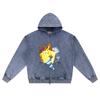 DTG Print Knitted Denim Zip-Up Hoodie Copy of JOKER 4 ASES Brother Print Zipper Hoodies  