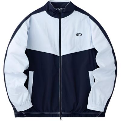 Letter Stand Collar Zipper Long Sleeve Jacket Men Jackets Illusion-Blue Deep-Navy 952418602-4