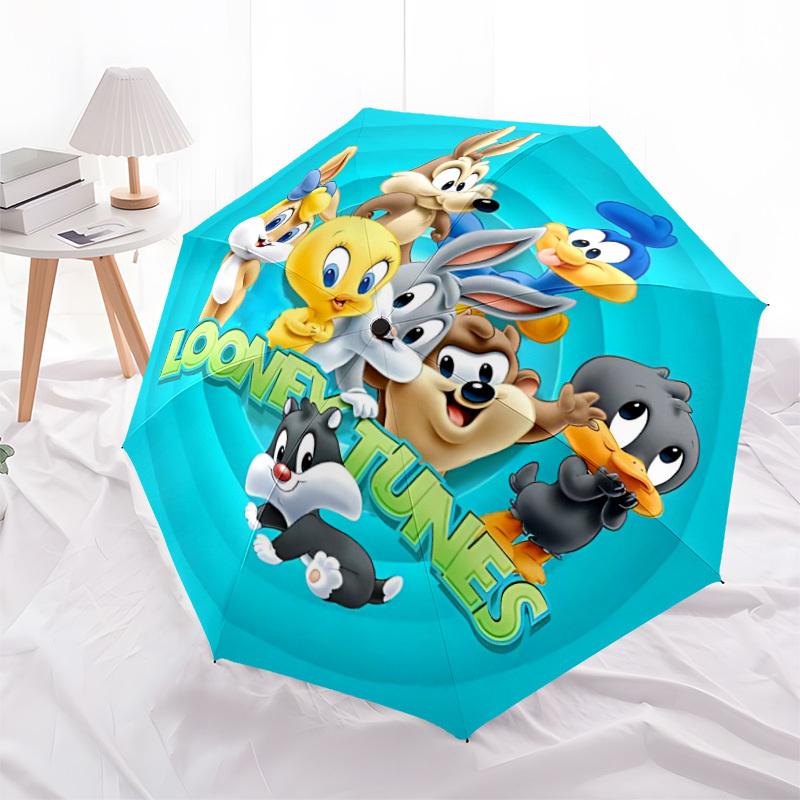 1pc Looney Tunes Automatic Opening/Closing Folding Umbrella with 8 Ribs, Portable Sunshade Umbrella Birthday and Holidays gifts yy250105129