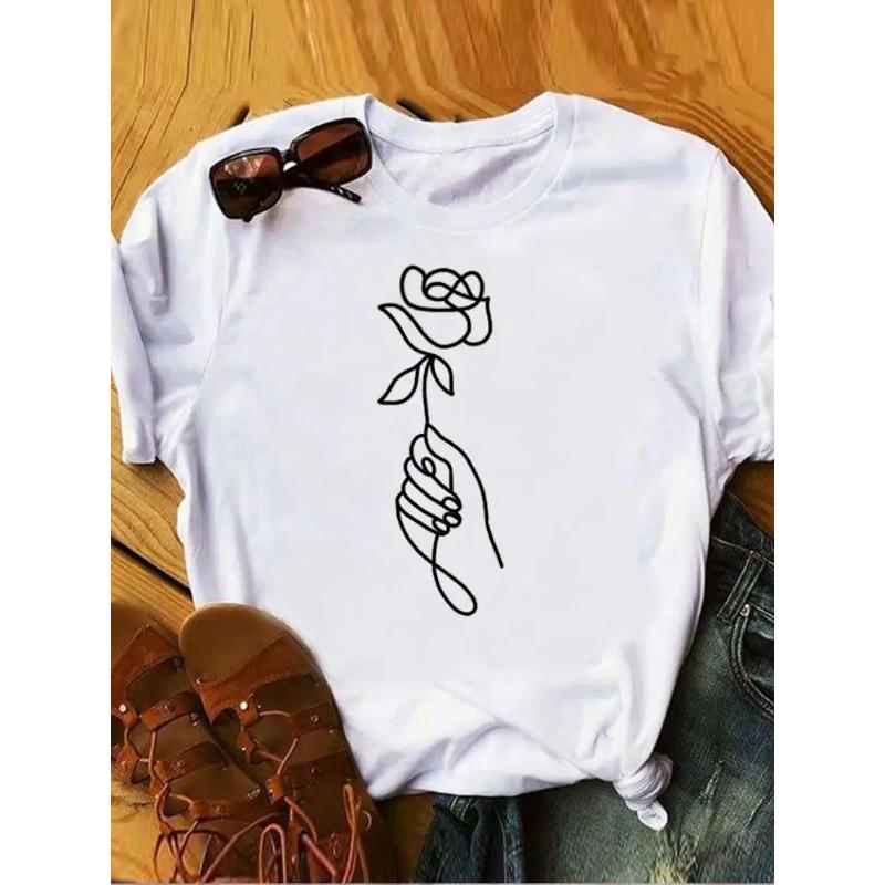 Women Female Graphic Tee Clothes Ladies Peace and Love Vintage Watercolor Summer T Clothing Print Fashion Tshirts Short Sleeve
