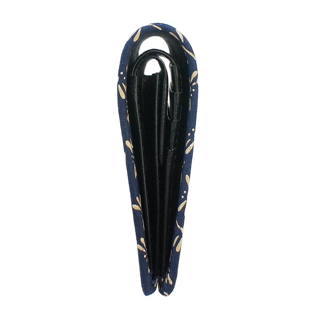 Inden Leather Billfold Navy Blue with White Dragonfly [Inden-ya] Bi-fold Wallet, Z, Thin, Compact, Deerskin, Lacquer, Pattern, 2013-14-008