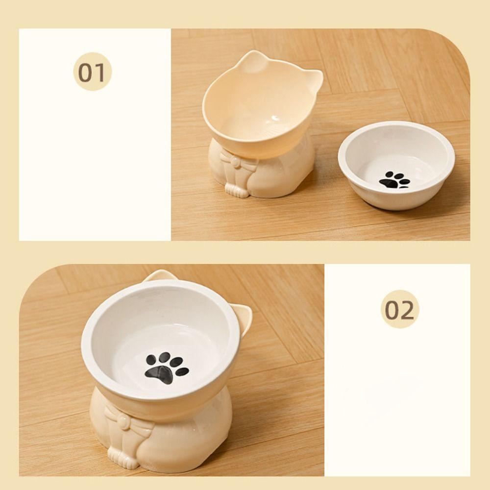 Ceramic Cat Bowl Cute Dog Food Feeding Basin Pet Supplies Pet Drinking Feeder  Neck Protection