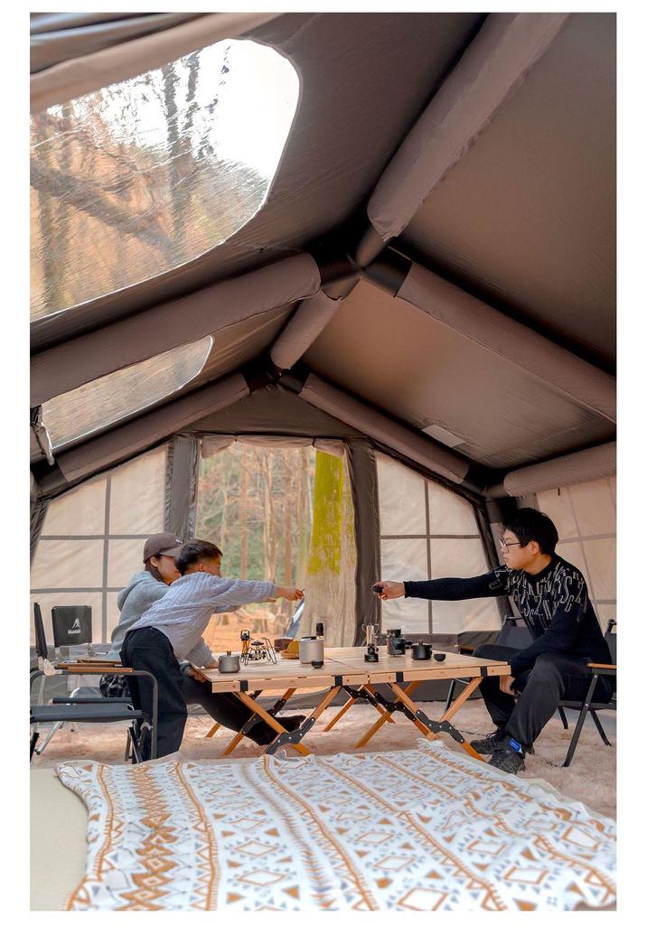 Mountain Guest Inflatable Tent, 13.6 sqm, Large Capacity, Rainproof, Multi-person Outdoor Camping Tent