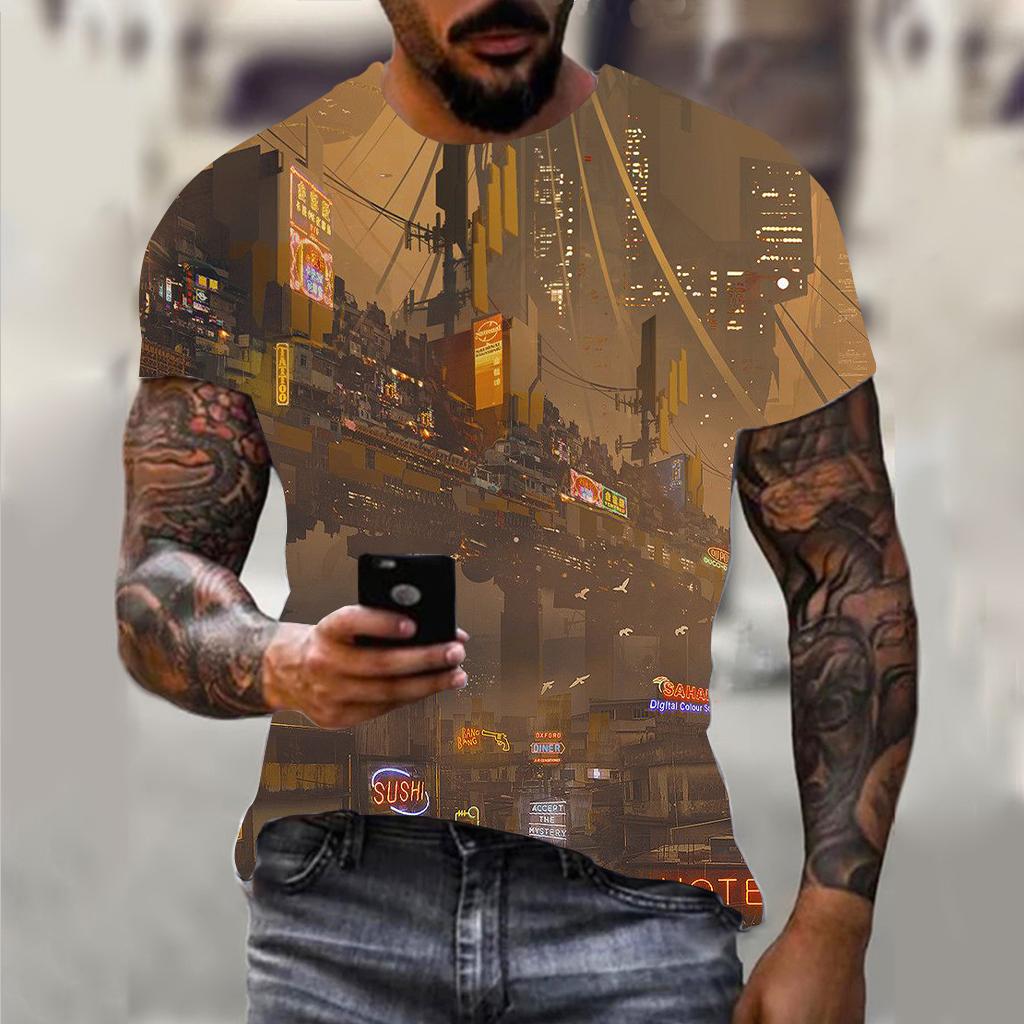 Fashion Men's T-Shirts with Red Wine 3D Print Pattern Summer Vintage Oversized Short Sleeved Casual Harajuku Men's Clothing