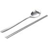 Conjunto de talheres simples Olbia, prata, colher + pauzinhos, 1 conjunto, utensílios de mesa populares coreanos