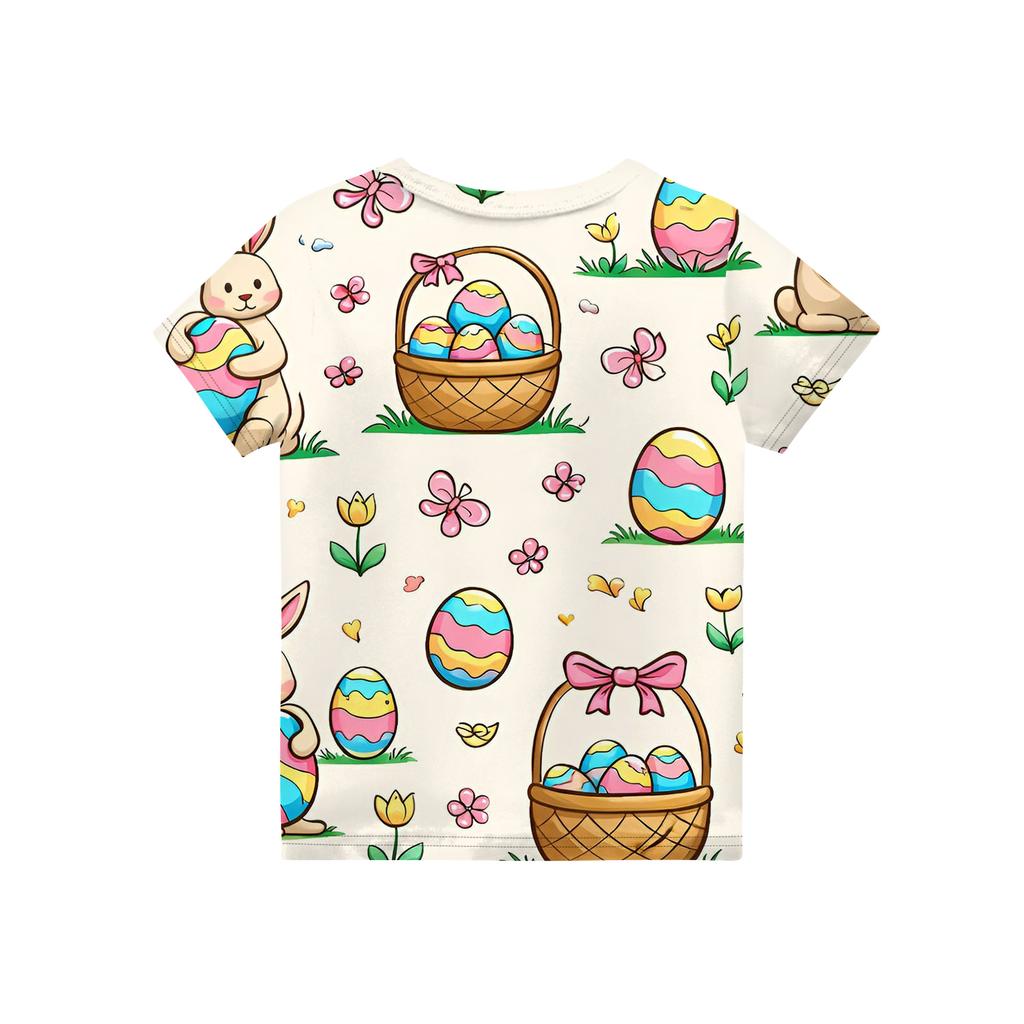 Children's Easter Printed Round Neck Short Sleeved Casual T-shirt