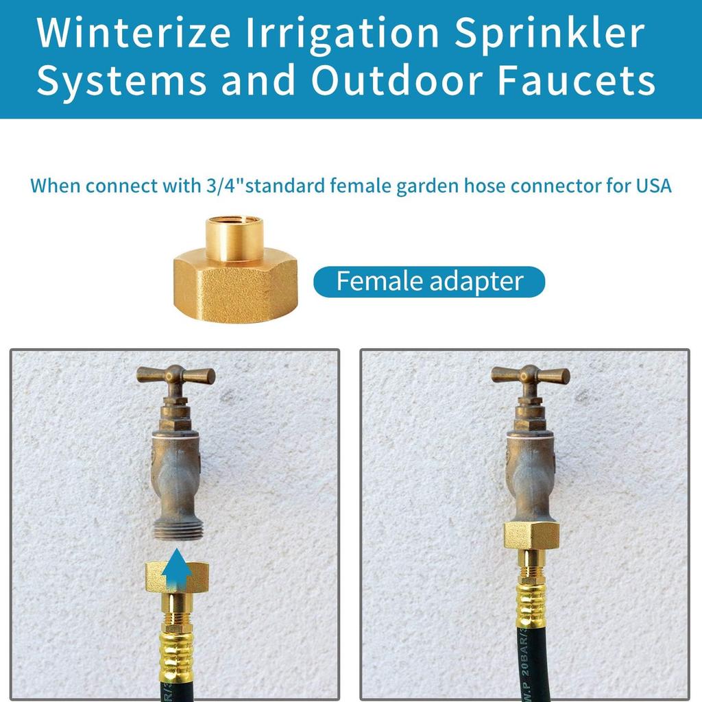RV Camper Winterizing Kit, 16" Sprinkler Winterization Kit With Shut Off Valve, 3/4" RV Water Blowout Adapter,Air Compressor Quick Connect For