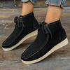 Casual large-size high-top women's shoes autumn new comfortable soft-soled lace-up single shoes