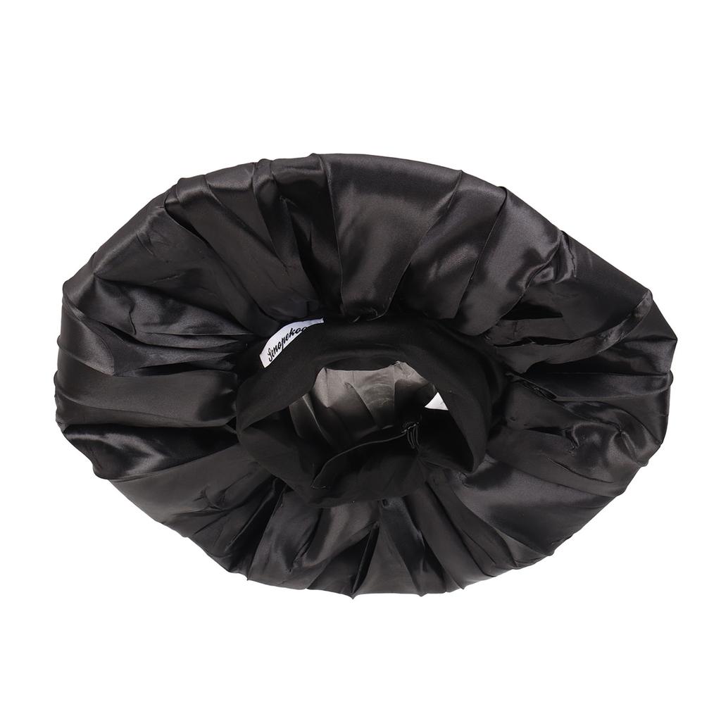 Black Shower Caps Wide Brim Shower Caps Reusable Bath Hair Cap for Ladies Men and Kids