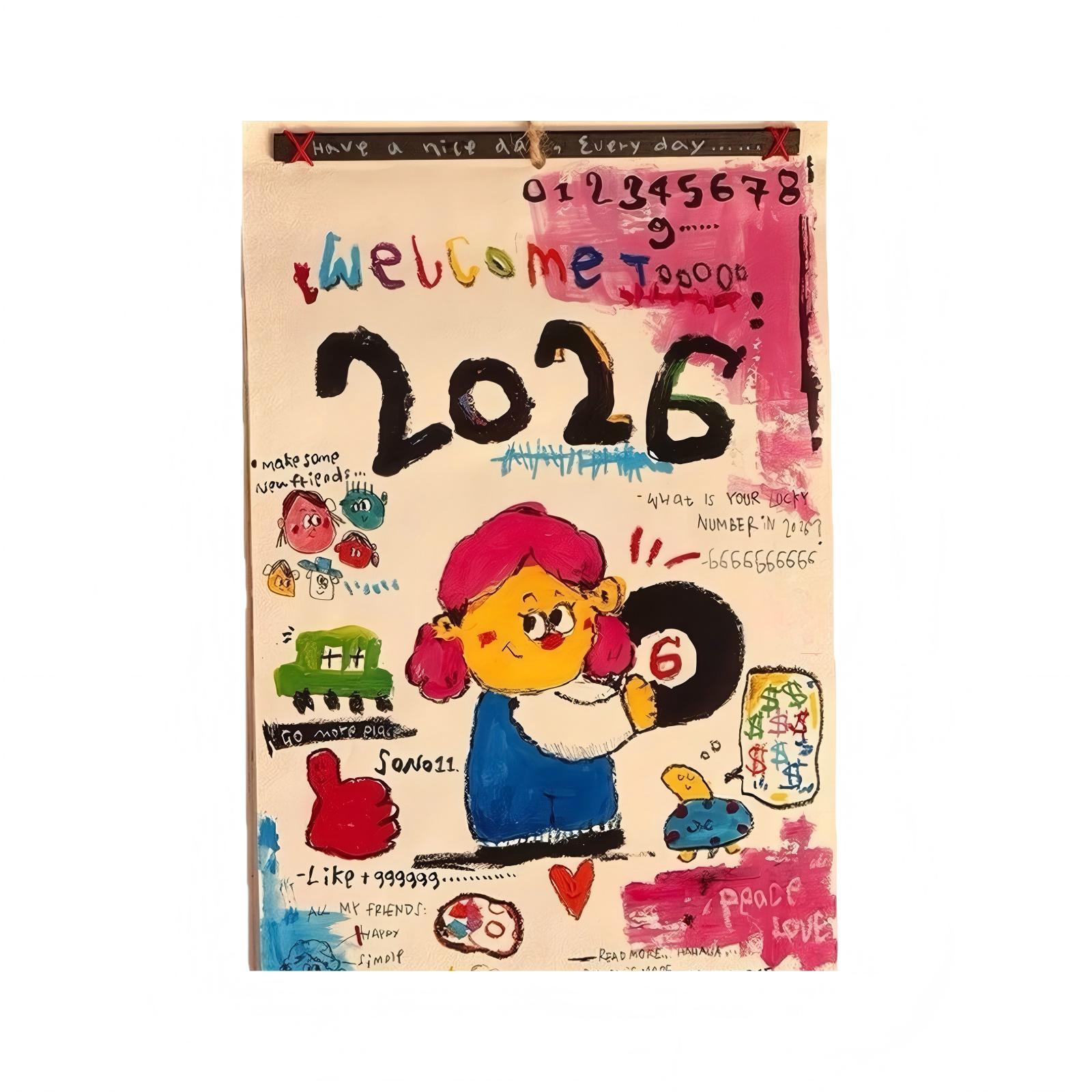 2026 Hand-Drawn Wall Calendar—Playful, Handmade Paper Art Calendar With Creative, Room Decor And Gift Design