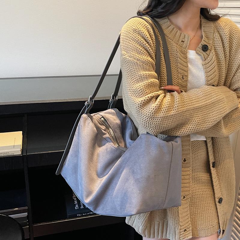 Tote Bag Large Capacity Suede Pillow Bag Women's Shoulder Crossbody Bag