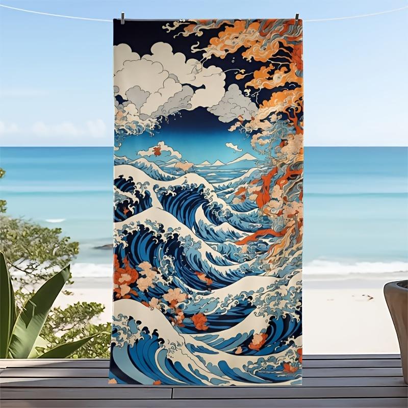 waves and the brilliant clouds polyester microfiber beach towel is highly absorbent, suitable for swimming and beach outings