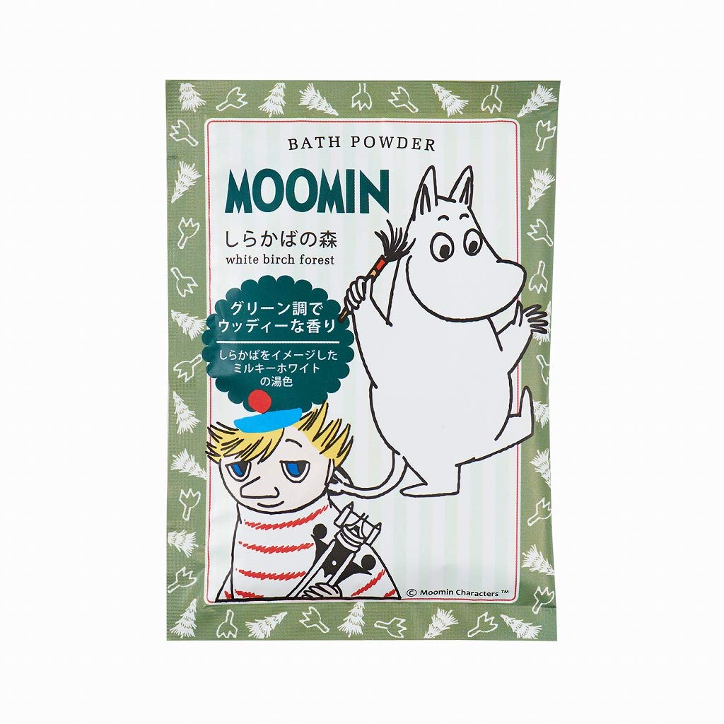 Moomin Bath Powder 35g White Bath Made In Green and Woody (Birch Forest) (12 Packets) (Cloudy Powder, Japan, Scent)