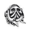 Adjustable Octopus Skull Ring Men Women Vintage Punk Rock Statement Jewelry Copper Electroplated Open Size